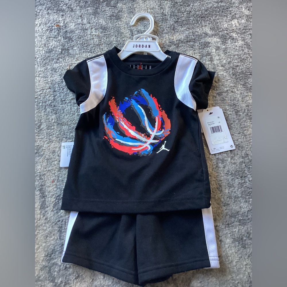 Jordan Jumpman Nike Toddler Boys 2-Piece Shorts and T-shirt, Ball Fire Black 2T